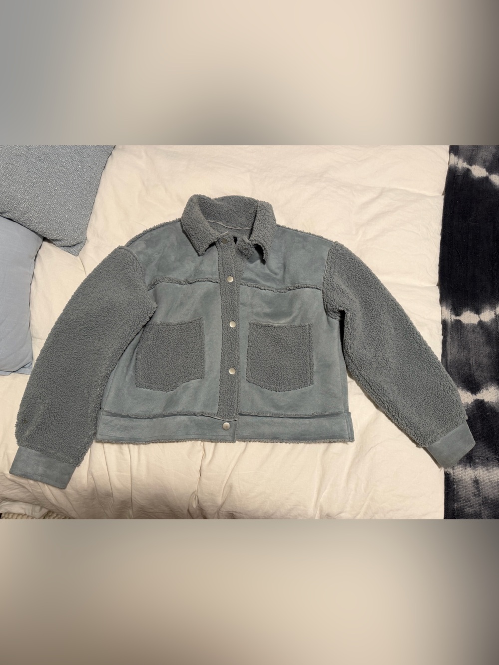 Forever 21 Light Blue Sherpa and Faux Suede Jacket